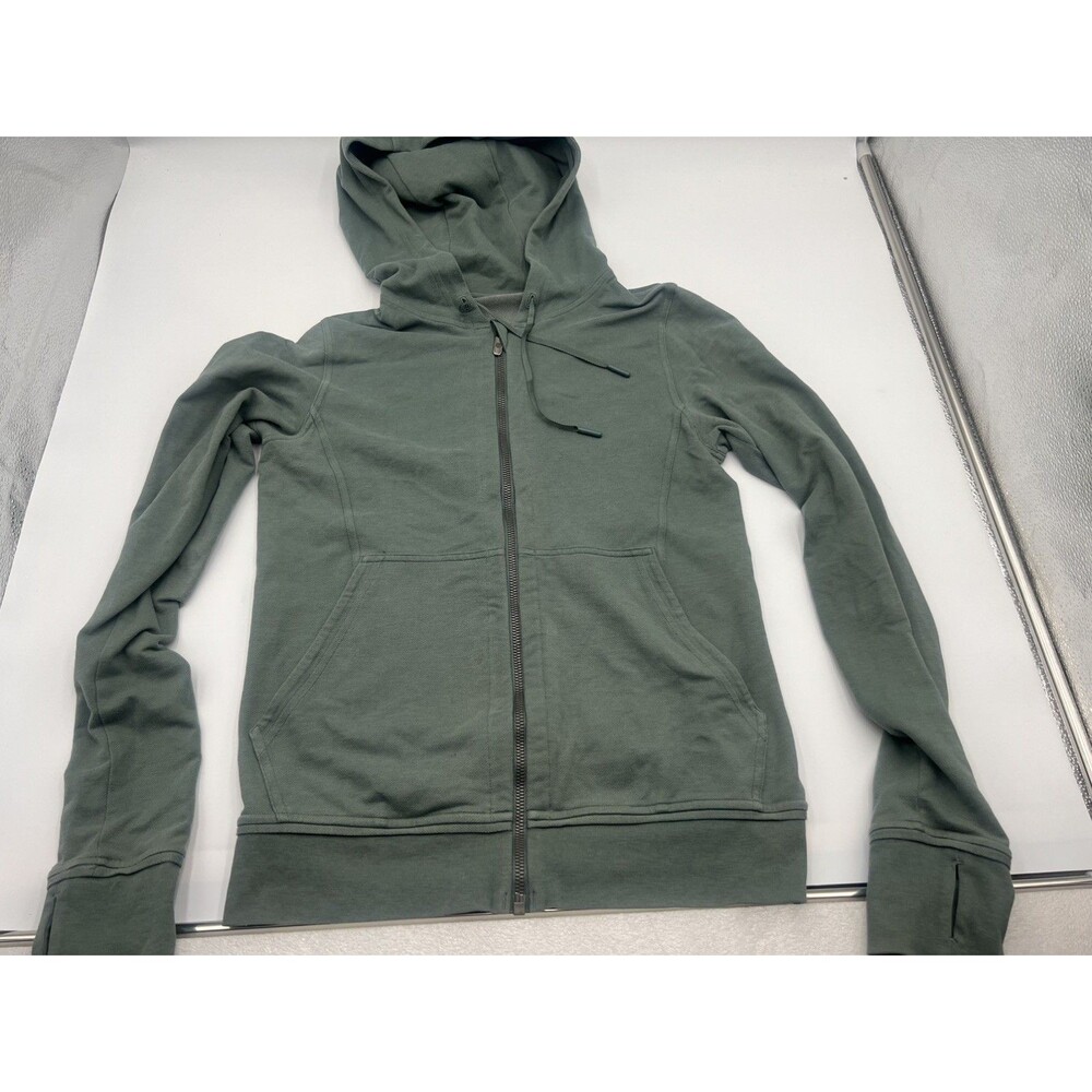 Lululemon Press Pause Jacket Womens 6 juniper Green Terry Athleisure Yoga Soft